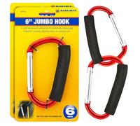 2 X 6” Large Aluminium Jumbo Carrying Hooks -Multi Purpose, Camping Grip Rucksack Carabiner Bag Hook | Handy Attachment For Keys, Durable 6 Inch