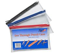 2 x 6 x Clear Exam Pencil Case See Through 20cm x 12.5cm Zip Bag Transparent Extra Strong