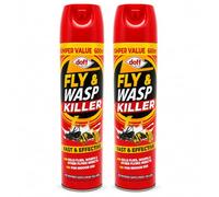 2 x 600ml Doff Fly & Wasp Killer Spray, Fast & Effective Indoor Flying Insect Aerosol, Bumper Value Can Size