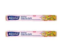 2 x 60m Long Easy Cut Strong Cling Film Refill Food Wrap Freezing Microwaving 35cm Wide