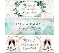 2 x 6FT Large Banner | Personalised Engagement Banner | Engagement Banner Decorations | Engagement Props | Engagement Banner Background Decorations | White Gold