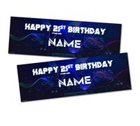 2 x 6FT Large Banner | Personalised Happy Birthday Banners | Personalised Banners Birthday | Birthday Banners for Girls | Birthday Banners for Boys | Kids Party Decorations | DJ Neon