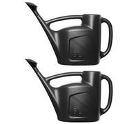 2 x 6L Black Outdoor Watering Can With Detachable Sprinkler Rose - For Indoor And Outdoor Plant Watering - Durable Weather Resistant Garden Watering Can.