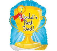 2 x 7.25"W x 9"H World's Best Dad Trophy Foil Balloon (Comes inflated on Sticks)