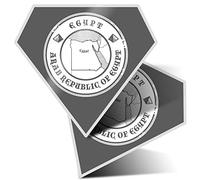 2 x 7.5cm Diamond Stickers - Black & White - Arab Repubblica of Egypt Egyptian Map Decals 40369