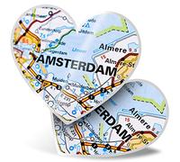 2 x 7.5cm He Stickers - Amsterdam City Netherlands Travel Map Decals 44092