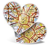 2 x 7.5cm He Stickers - Milan Milano Italy Italian Travel Map Decals 45723