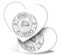 2 x 7.5cm Heart Stickers - Athens Greece Architecture Travel Decals 40318