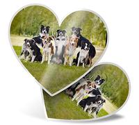 2 x 7.5cm Heart Stickers - Border Collie Dogs Black Brown Mix Decals 21377
