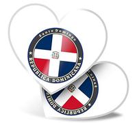 2 x 7.5cm Heart Stickers - Dominican Republic Travel Flag Decals 5037