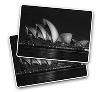 2 x 7.5cm Rectangle Stickers - Sydney Opera House Australia Night Decals 41263
