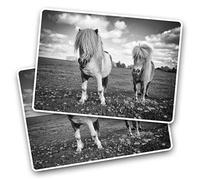 2 x 7.5cm Rectangle Vinyl Stickers Shetland Ponies Horse Animals Cute 41200