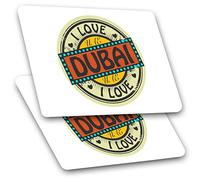 2 x 7.5cm Rectangle Vinyl Stickers - UAE I Love Dubai Travel 9227