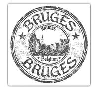 2 x 7.5cm Square Vinyl Stickers - Bruges Belgium Travel Stamp Decals 40556