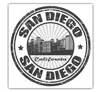 2 x 7.5cm Square Vinyl Stickers - San Diego California USA Decals 40010