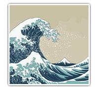 2 x 7.5cm Square Vinyl Stickers - Vintage Great Wave Japan Decals 2115