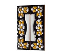 2 x 7.5cm x 2.5cm Spanish Orange & Black Floral Ceramic House Number Tiles Symbols & Metal Filigree Frames (Ends as a Set)