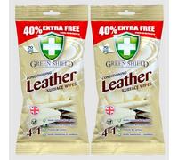 2 x 70 Wipes Green Shield LEATHER Surface Cleaning Wipes - Unscented Leather Cleaner That Cleans, Protects & Conditions Furniture, Upholstery, Sofas & Car Seats [Total 140 Wipes]