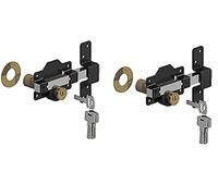 2 x 70mm Double Locking Long Throw Locks with Elongated Keep and Stainless Steel Bar.