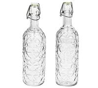 2 x 720ml Glass Bottle with Metal Airtight Swing Top Reusable Bottles for Water Wine Juice Cordial