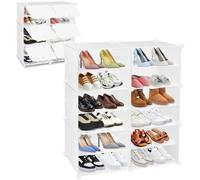 (2 x 8 Tier) Shoe Storage Cabinet, Modular Plastic Shoe Rack, Cube Shoe Organizer, Dustproof and Waterproof, 10-Layer Shoe Cabinet for Foyer, Bedroom, Living Room