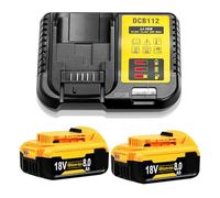 2 X 8000mAh/8.0Ah Batteries with 4A Charger Combo Replacement for Dewalt Battery Compatible with Dewalt Battery Lithium Ion 18v DCB184 DCB200 DCB180 DCB181 DCB182 DCB201 DCB200-2 with LED Indicator