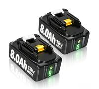 2 x 8000mAh Replacement for Makita 18V Batteries Lithium-Ion Battery Compatible with Makita Battery BL1860 BL1860B BL1840 BL1820 BL1815 BL1835 BL1845 Cordless Power Tool with LED Indicator (Black)