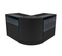 (2 x 900mm W Counters & 1 x 600mm W Corner Unit - Black) Shop Counter Set Adonis LED Light Lockable