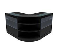 (2 x 900mm W Counters & 1 x 600mm W Corner Unit - Black) Shop Counter Set Andromeda LED Light Lockable