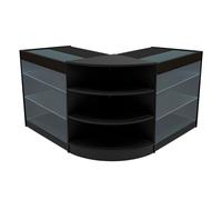 (2 x 900mm W Counters & 1 x 600mm W Corner Unit - Black) Shop Counter Set Apollo LED Light Lockable