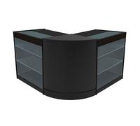 (2 x 900mm W Counters & 1 x 600mm W Corner Unit - Black) Shop Counter Set Helios LED Light Lockable