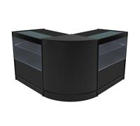 (2 x 900mm W Counters & 1 x 600mm W Corner Unit - Black) Shop Counter Set Selene LED Light Lockable