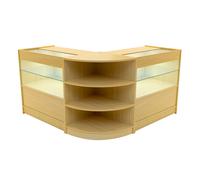 (2 x 900mm W Counters & 1 x 600mm W Corner Unit - Maple) Shop Counter Set Andromeda LED Light Lockable