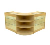 (2 x 900mm W Counters & 1 x 600mm W Corner Unit - Maple) Shop Counter Set Apollo LED Light Lockable