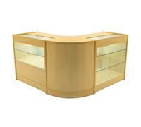 (2 x 900mm W Counters & 1 x 600mm W Corner Unit - Maple) Shop Counter Set Hera LED Light K C CM60 Lockable
