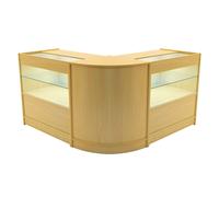 (2 x 900mm W Counters & 1 x 600mm W Corner Unit - Maple) Shop Counter Set Selene LED Light Lockable