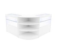 (2 x 900mm W Counters & 1 x 600mm W Corner Unit - White) Shop Counter Set Andromeda LED Light Lockable