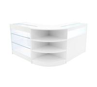 (2 x 900mm W Counters & 1 x 600mm W Corner Unit - White) Shop Counter Set Demeter LED Light Lockable