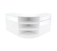 (2 x 900mm W Counters & 1 x 600mm W Corner Unit - White) Shop Counter Set Harmonia Storage LED Lockable Retail Display Black White Maple