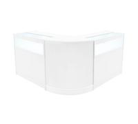 (2 x 900mm W Counters & 1 x 600mm W Corner Unit - White) Shop Counter Set Iris LED Light Lockable