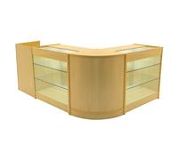 (2 x 900mm W Counters & 2 x 600mm W Units - Maple) Shop Counter Set Aries LED Light Lockable Retail Display Black White Maple