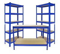 Monster Racking 2 X T-rax 75Cm Blue & Metal Storage Workbench, Blue