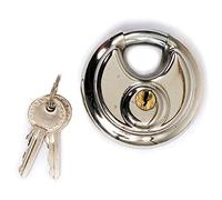 2 X 90Mm Disc Stainless Steel Padlock - Comes with 2 Keys | Pad Lock Round Heavy Duty, Shackle Protection | Security Lock Strong, Stainless Steel | Protect & Secure, Set of 2