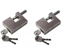 2 X 90mm Steel Shutter Padlock Heavy Duty High Security Garage Container 3 Keys