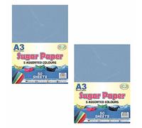 2 x A3 Recycled Sugar Paper Bright Colour in 5 Assorted Colours of 70 GSM Quality Coloured Art Paper Card Great Kids Origami Arts & Crafts Drawing, Painting & Scrap Booking 11.7 x 16.5" (100 Sheets)