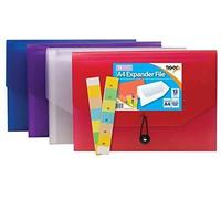2 X A4 Expanding File 13 Gusset Pocket Folder Organiser Plastic Elastic Closure