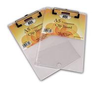 2 x A5 Translucent Plastic Clipboard -Tinted Clear Clip Board (223 x 148mm) by ARK