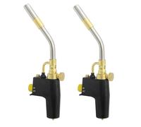 2 x Adjustable Propane & MAPP Torch, Self-Igniting, Adjustable Flame, Easy and Portable for Brazing, Soldering, Welding and Grilling (Twin Pack)
