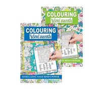 2 x Adult Colouring Word Search Puzzle Books 86 Puzzles Trivia Word Search
