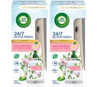 2 x Air Wick Active Fresh 24/7 Automatic Spray Diffuser Unit + Jasmine Bouquet Refill 228ml
